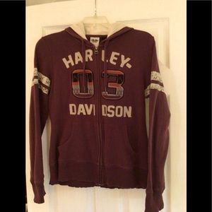 Harley-Davidson burgundy and cream hoodie sweatshirt in XL